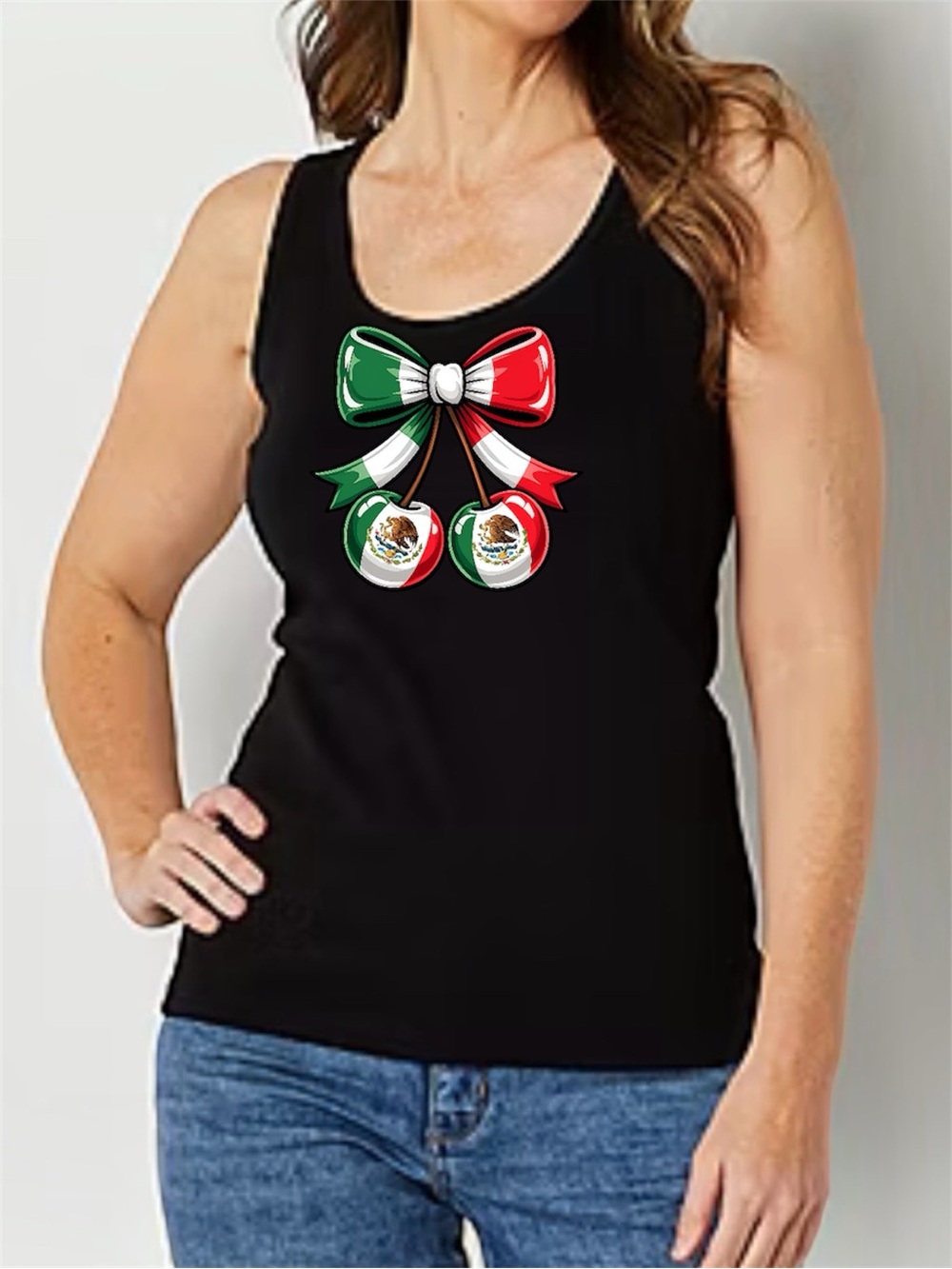 Mexican flag tank top cherries . Pick 1. New made to order S M L XL XXL Mexico